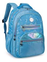 Mochila Juvenil Feminina Floral C/ Pompom Super Modena 2024 Mochila Juvenil Feminina Floral C/ Pompom Super Modena 2024