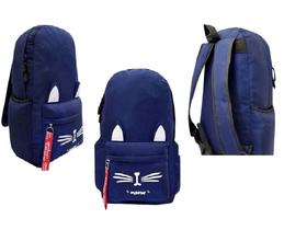 Mochila Juvenil Gatinho Azul Escuro C/ Estojo - Rignel Mochila Juvenil Gatinho Azul Escuro C/ Estojo - Rignel