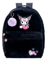Mochila Juvenil Kuromi Tween Pelúcia Com Patch Xeryus