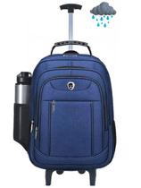 Mochila Juvenil Mas/fem De Rodinhas Escolar Reforçada Azul