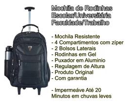 Mochila Juvenil Masculina De Rodinhas Escolar Reforçada