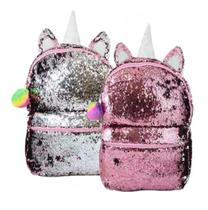 Mochila Juvenil Paetê Unicórnio Pompom Muda De Cor Clio Girl Rosa e Prata Mochila Juvenil Paetê Unicórnio Pompom Muda De Cor Clio Girl Rosa e Prata