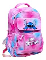 Mochila juvenil stitch com varios bolsos costas grande resistente Mochila juvenil stitch com varios bolsos costas grande resistente