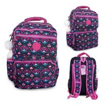 Mochila Juvenil Tactel Coração Quadrado Fucsia Costas