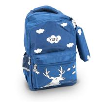 Mochila Juvenil Yufei com Estojo Personalizada (Azul) Mochila Juvenil Yufei com Estojo Personalizada (Azul)