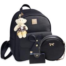 Mochila K.E.J. Mini para mulheres, conjunto de 3 peças em couro Bowknot Mochila K.E.J. Mini para mulheres, conjunto de 3 peças em couro Bowknot