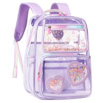 Mochila KIDNUO Clear para meninas e crianças transparente roxa