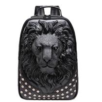 Mochila kiisy 3D Lion Leather Laptop Fashion Travel Black Mochila kiisy 3D Lion Leather Laptop Fashion Travel Black