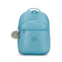 Mochila Kipling Seoul XL com Porta Notebook Azul Metalica Mochila Kipling Seoul XL com Porta Notebook Azul Metalica
