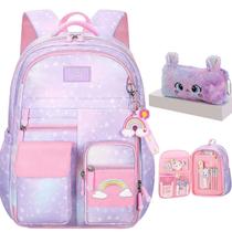 Mochila kistou Girls Rainbow School Elementary com estojo de lápis