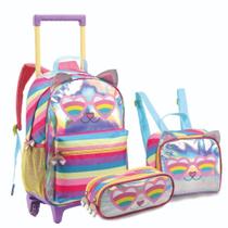 Mochila Kit Escolar Gatinha Óculos Denlex Mochila Kit Escolar Gatinha Óculos Denlex