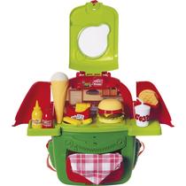 Mochila Kit Lanche Happy Food Hambúrguer Piquenique Infantil Com Acessórios - Samba Toys