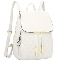 Mochila KKXIU acolchoada de couro moderno branca Mochila KKXIU acolchoada de couro moderno branca