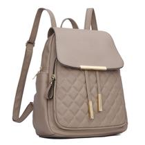 Mochila KKXIU acolchoada de couro moderno para mulheres cáqui Mochila KKXIU acolchoada de couro moderno para mulheres cáqui