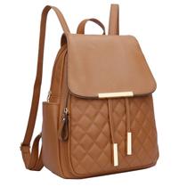 Mochila KKXIU acolchoada de couro moderno para mulheres, marrom Mochila KKXIU acolchoada de couro moderno para mulheres, marrom