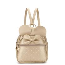 Mochila KL928 para meninas Bowknot Polka Dot Mini PU Leather Gold Mochila KL928 para meninas Bowknot Polka Dot Mini PU Leather Gold