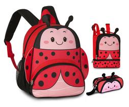 Mochila lancheira e estojo infantil feminino kit escolar completo