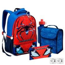 Mochila lancheira estojo garrafa escolar infantil super spider