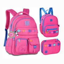 Mochila Lancheira Estojo Rebecca Bonbon Flower Power Rosa