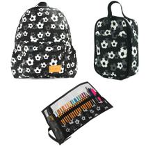 Mochila + lancheira + estojo rolinho soccer - sabra