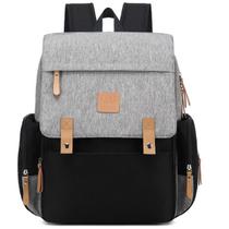 Mochila land luxury cor cinza e preto com trocador