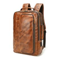 Mochila LANNSYNE de couro curtido vegetal para homens 15,6"