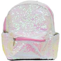 Mochila Lantejoulas Branco E Rosa 29X13X36Cm