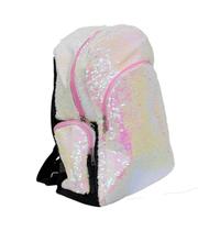 Mochila Lantejoulas Branco/Rosa 40x17x40cm