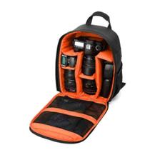 Mochila Laranja camera Fotografica Compacta Para fotografo com divisórias internas