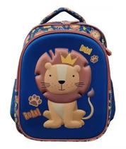 Mochila Leão 3d Infantil Escolar Verde Azul Menino Lion Yins