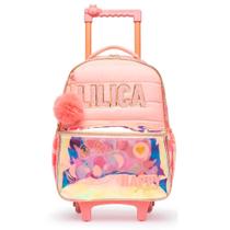 Mochila Lilica Ripilica Happy Days Brilhosa - Rosa 48x30x15cm