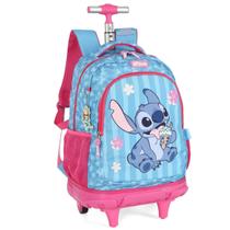 Mochila Lilo Stitch E Angel Escolar Rodinhas Trolley E Alças Pink