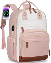 Mochila LOVEVOOK 17" para laptop feminina USB impermeável rosa