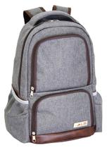 Mochila LS Bolsas para Notebook 15.6 Cinza Mescla e Marrom 5 divisões com Encaixe em Malas - MN4212