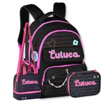 Mochila Luluca Kit com Lancheira Térmica e Estojo Box Escolar Mochila Luluca Kit com Lancheira Térmica e Estojo Box Escolar