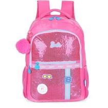 Mochila Luxcel Barbie Pink g com Paetês Rosa para Meninas Mochila Luxcel Barbie Pink g com Paetês Rosa para Meninas