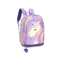 Mochila Luxcel Unicórnio Rosa Gatinha Escolar Pelúcia Menina