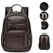 Mochila Mala Couro Média Elegante Universitária Unissex Reforçada Com Cabo de Aço Executiva