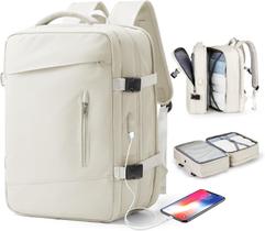 Mochila Mala de Bordo Expansível 45L Viagem Faculdade Trabalho Impermeavel Reforçada Bege Mochila Mala de Bordo Expansível 45L Viagem Faculdade Trabalho Impermeavel Reforçada Bege