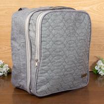 Mochila mala maternidade detalhe costura cinza