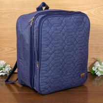 Mochila mala maternidade detalhe costura marinho