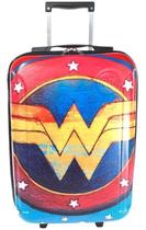 Mochila Mala Rígida 6 Rodas Wonder Woman Escolar Viagem Alça