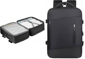 Mochila Mala Unissex Com Bolso Expansível Espaço Para Notebook Cabo USB Trabalho Viagem Bordo