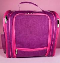 Mochila Maleta Bolsa Grande Maquiagem Manicure Porta Esmaltes Maquiadora Cabeleireira - B22 - PINK - Urus Ecommerce