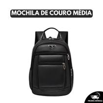 Mochila Masculina Couro Média Resistente Impermeável Reforçada - Preta Mochila Masculina Couro Média Resistente Impermeável Reforçada - Preta
