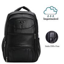 Mochila Masculina Couro Reforçada Notebook Impermeável Executiva com USB Mochila Masculina Couro Reforçada Notebook Impermeável Executiva com USB