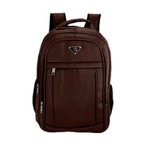 Mochila Masculina Em Couro Reforçada Impermeável Viagem Sport Trabalho Escola Faculdade Notebook Preto Marrom