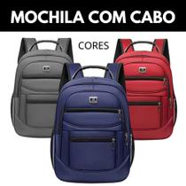 Mochila Masculina Escolar Grande Capacidade Cabo de Aço Notebook Impermeável Cores