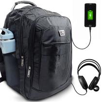 Mochila Masculina Faculdade Executiva para Notebook Impermeável Resistente Grande 4 Compartimentos Preta Kit Material Escolar Infantil