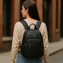 Mochila Masculina Feminina Couro Grande Resistente Elegante Premium Reforçada - Preta Mochila Masculina Feminina Couro Grande Resistente Elegante Premium Reforçada - Preta